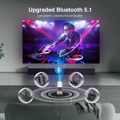 Kabelloses Streaming via Bluetooth und WiFi6 Beamer für stabile Übertragungen.