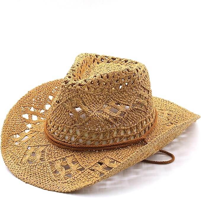 Damen Cowboy Strohhut mit Kinngurt – 50% Rabatt