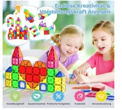 Crenova Magnetische Bausteine: Fördern Kreativität, Feinmotorik und räumliches Denken beim Spielen.