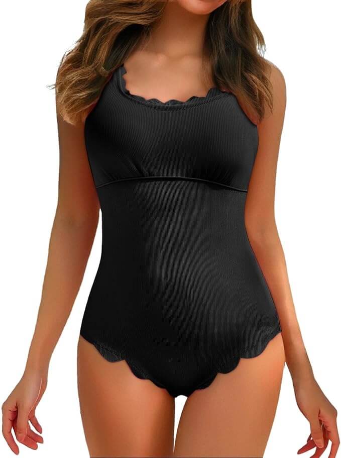 Damen Badeanzug mit Wellensaum – 50% Rabatt