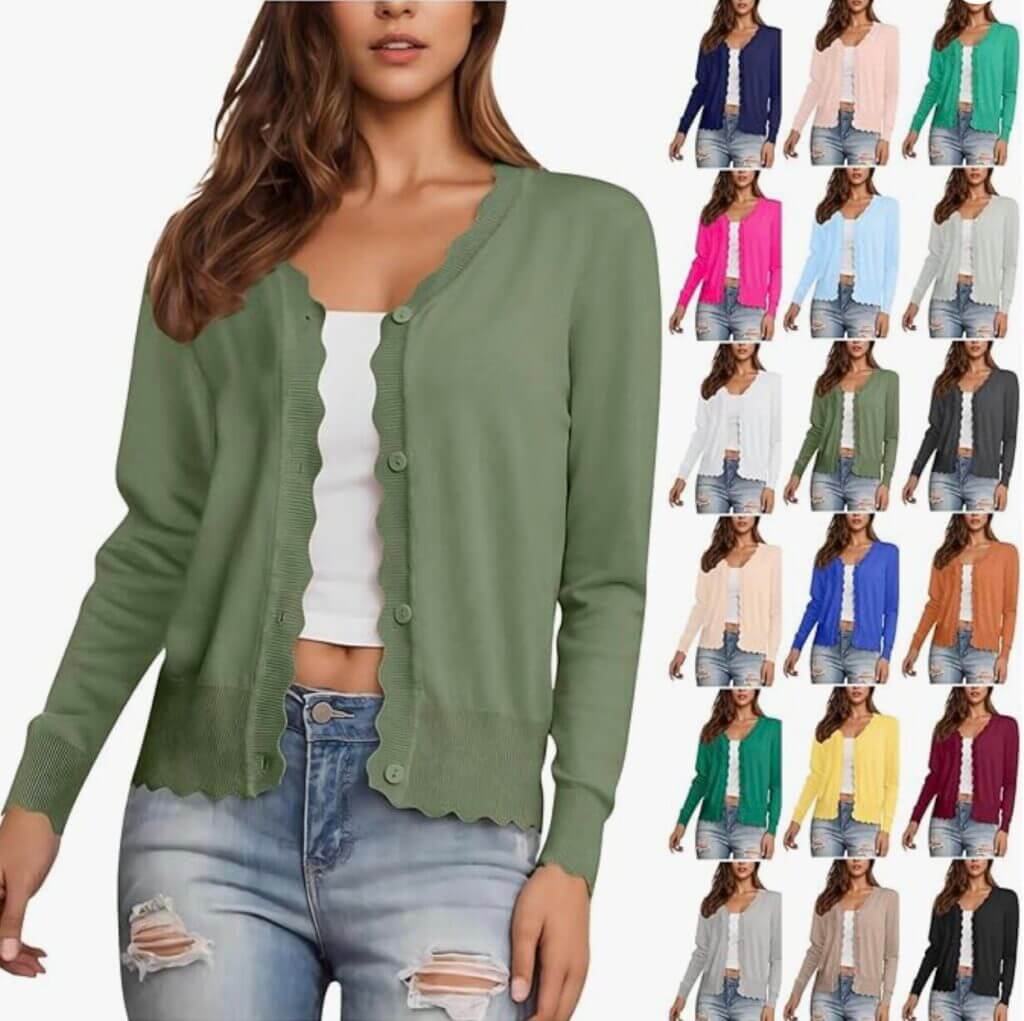 Damen Strickjacke mit V-Ausschnitt – 50% Rabatt