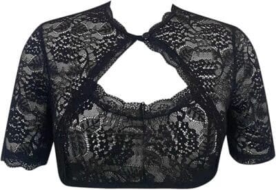 Halbtransparente Dirndl Bluse aus feiner Spitze mit elastischem Bund.