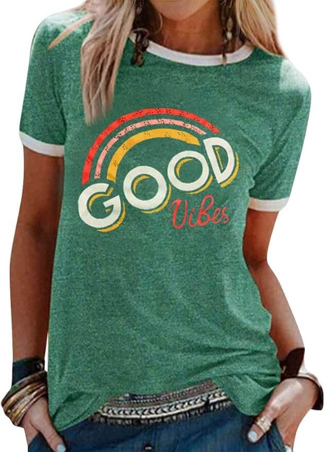 Dresswel Damen Good Vibes T-Shirt – 32% Rabatt