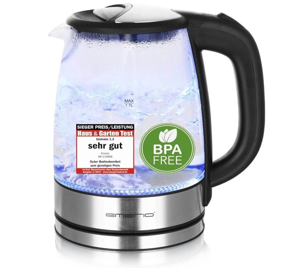EMERIO Glas Wasserkocher mit 1,7 Liter – 33% Rabatt