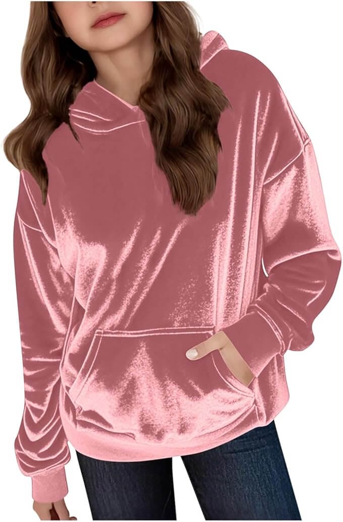 Einfarbiger Mädchen-Kapuzenpullover – 40% Rabatt
