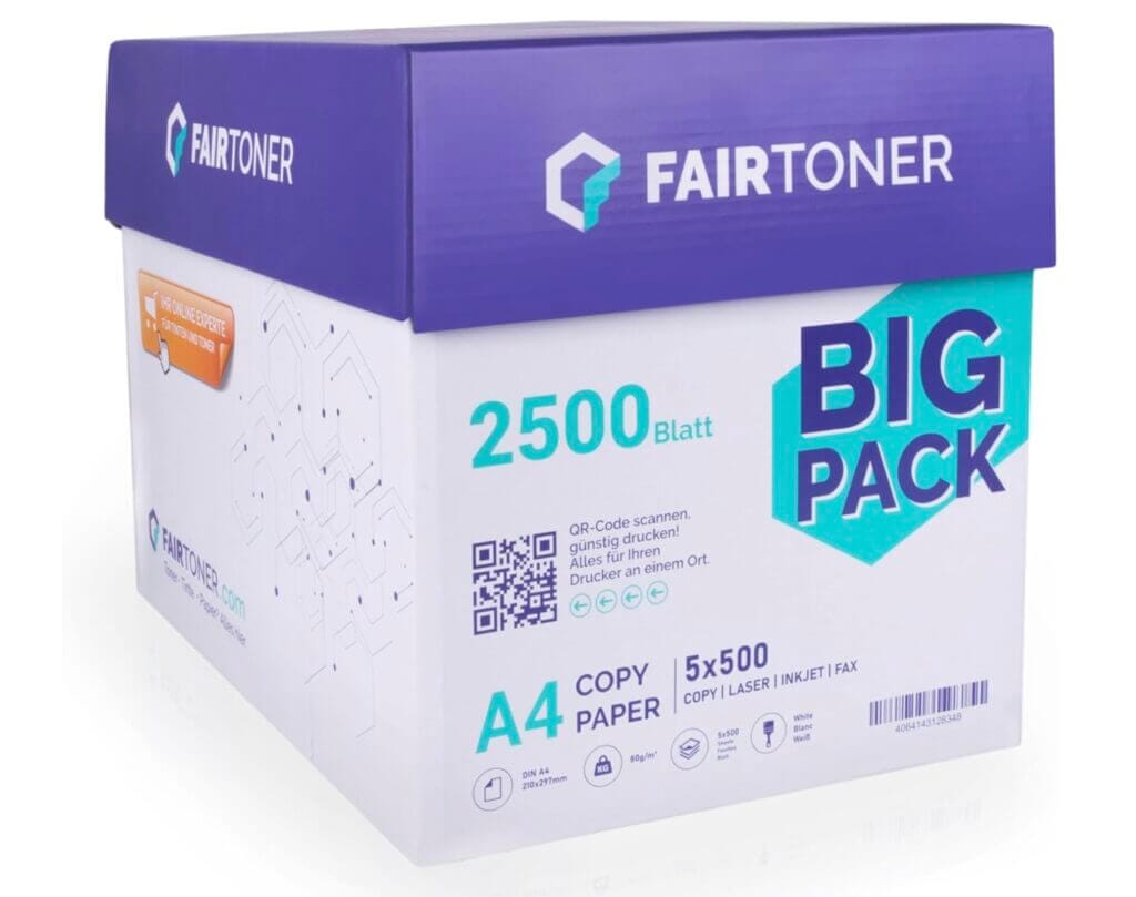 FairToner 2500 Blatt DIN-A4 Kopierpapier im 5er Pack