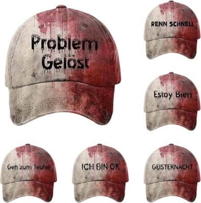 Verstellbare Kappe mit Halloween-Motiv – ideal für drinnen und draußen.