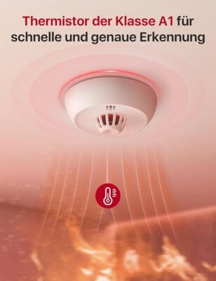 Hitzemelder - Reagiert auf starke Hitze statt Rauch – ideal für Küchen und Werkstätten.