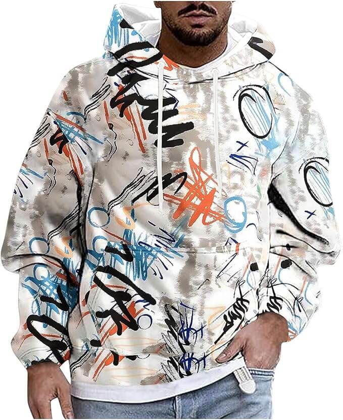 Herren Hoodie mit Grafikmuster – 75% Rabatt