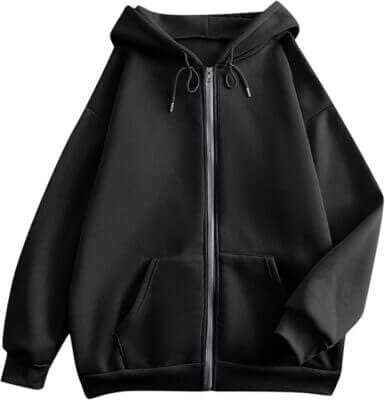Weiche Jacke mit Kapuze, Reißverschluss und Fronttasche – perfekt für Übergangszeiten.