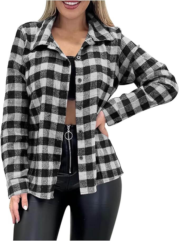 Karierte Damen Hemdbluse – 50% Rabatt