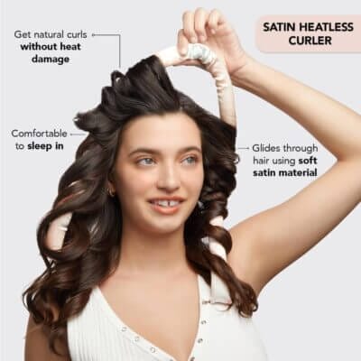 Forme Locken mit dem Kitsch Satin Heatless Curling Set über Nacht – ganz ohne Hitze.
