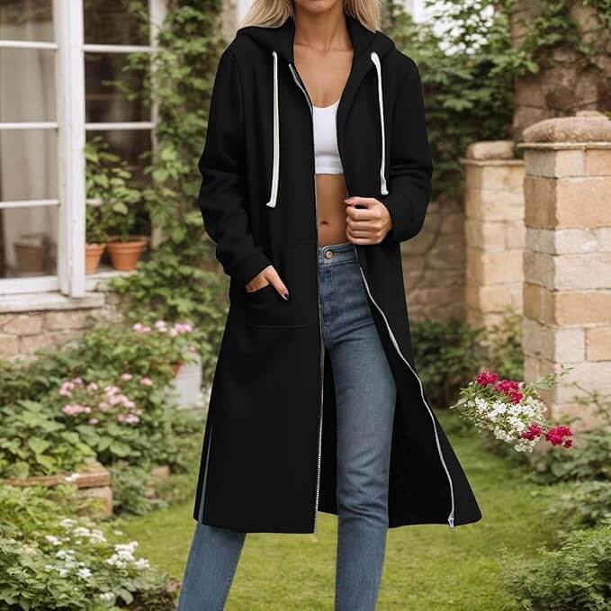 Lange Damen Sweatshirtjacke – 70% Rabatt