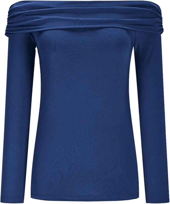 Off Shoulder Langarmshirt für Damen – 61% Rabatt