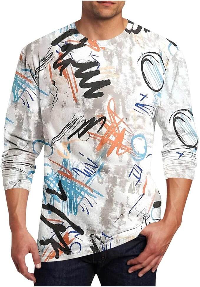 Herren Langarmshirt mit Grafikprint – 70% Rabatt