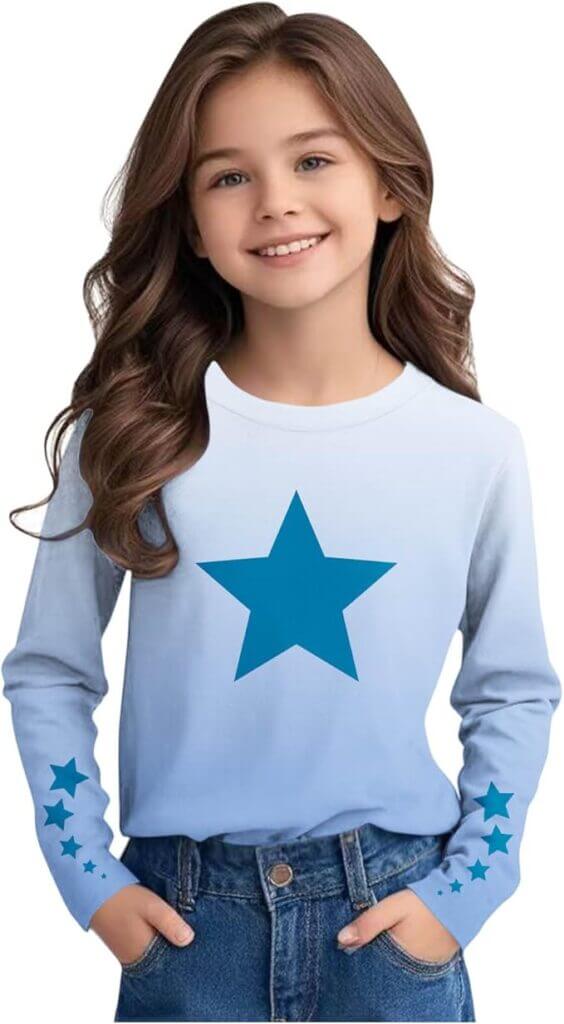 Mädchen Langarmshirt mit Sternenprint – 62% Rabatt