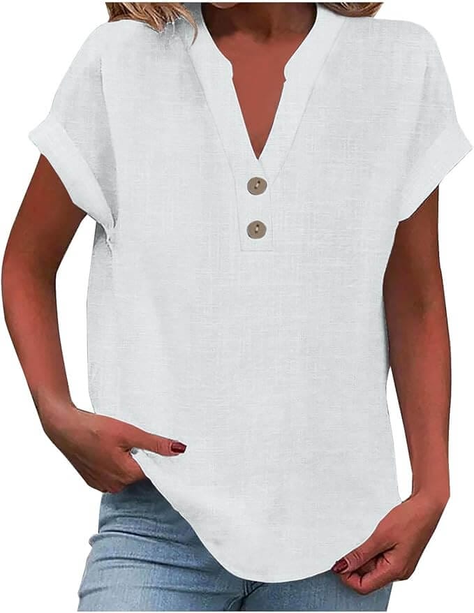 Kurzes Damen Leinenblusenshirt – 50% Rabatt