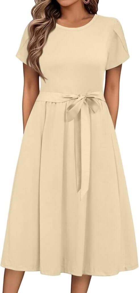 Damen Midikleid mit Schleifengürtel – 30% Rabatt