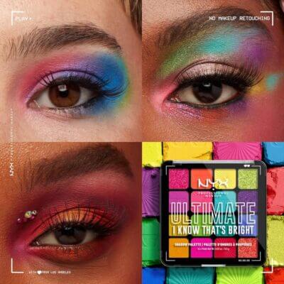 16 vielseitige Lidschatten mit matten, schimmernden und metallischen Finishes mit der NYX Professional Makeup Lidschattenpalette
