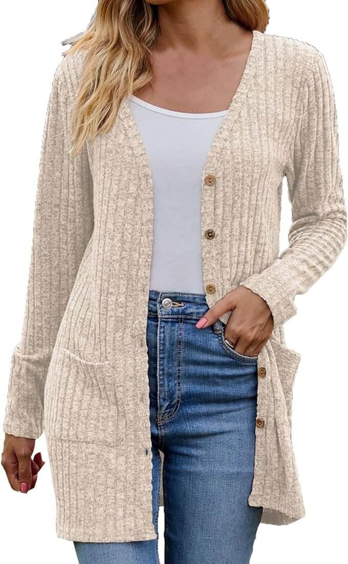 Strickjacke mit Knöpfen für Damen – 50% Rabatt