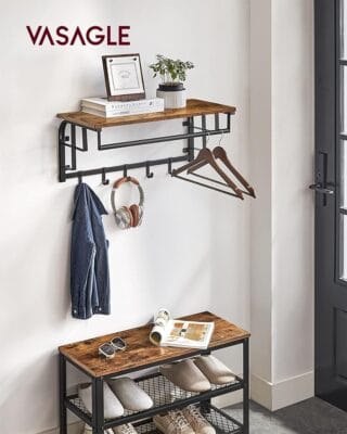 Wandgarderobe mit Haken und Ablage – ideal für Flur, Küche oder Bad.
