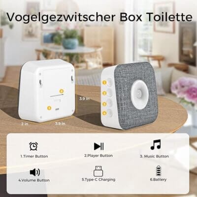 Vogelzwitscher Soundbox - Spielt natürliche Vogelgeräusche per Bewegungssensor ab.