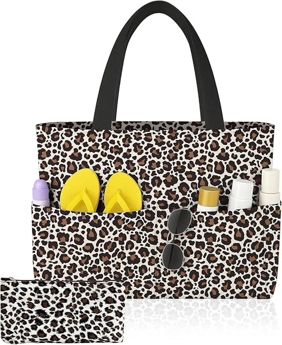 Strandtasche mit Leopardenmuster und 9 Fächern – 50% Rabatt
