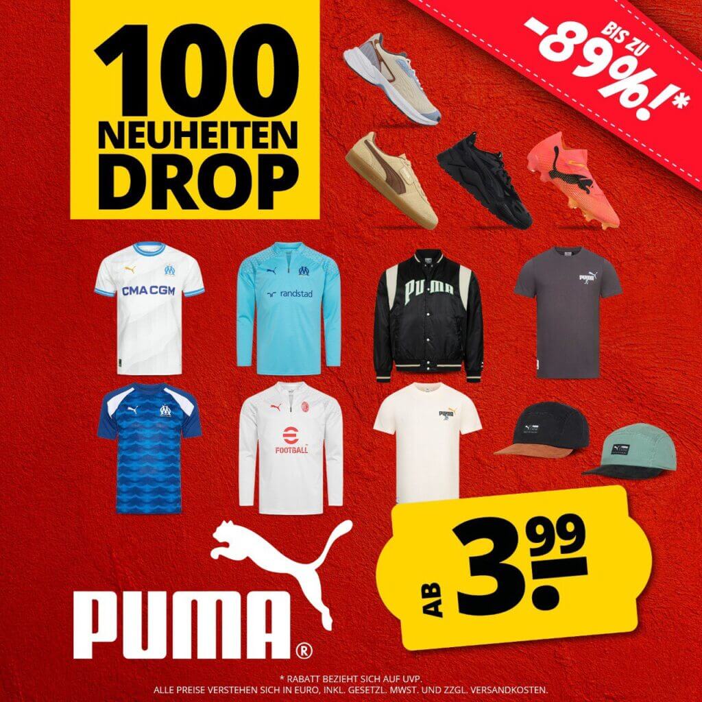 Preisdrop auf PUMA Neuheiten – 89% Rabatt