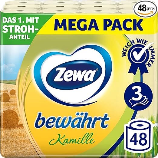 Zewa bewährt Kamille Toilettenpapier (3 x 16 Rollen) – 47% Rabatt