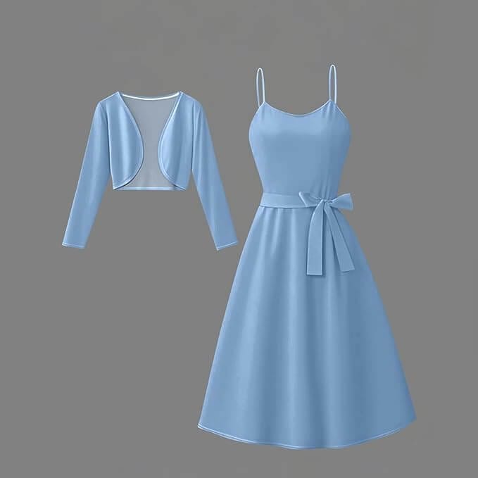 Zweiteiliges Kleid mit Cardigan – 50% Rabatt