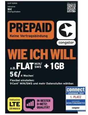 congstar Prepaid wie ich will SIM-Karte