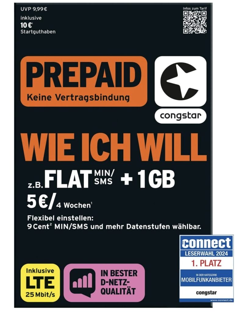 congstar Prepaid wie ich will SIM-Karte – 90% Rabatt