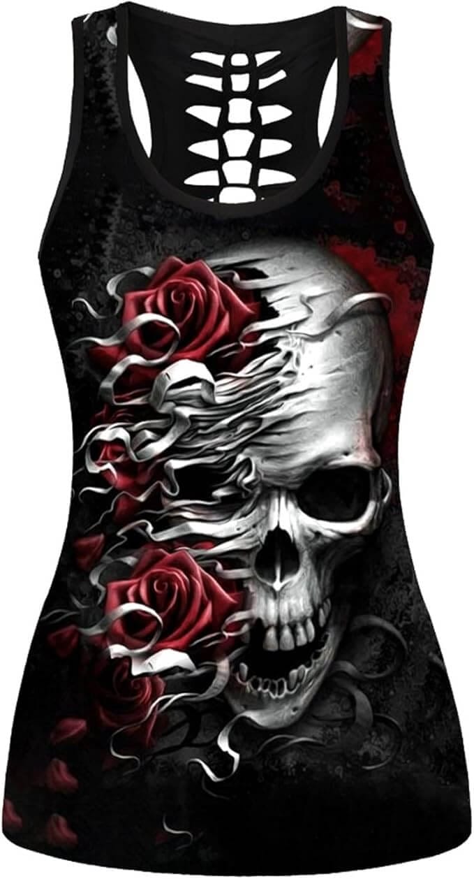 PINTUTU Damen Totenkopf Sportshirt – 50% Rabatt
