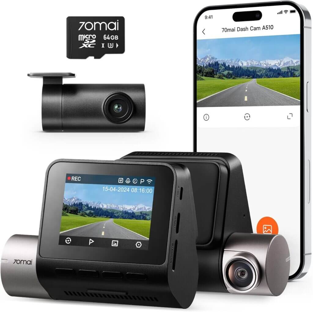 70mai Dashcam Auto Vorne Hinten A510, 2.7K – 20% Rabatt