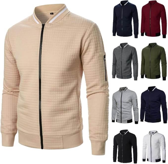AYSDSKI Waffel Bomberjacke Herren Stehkragen Übergangsjacke – 50% Rabatt