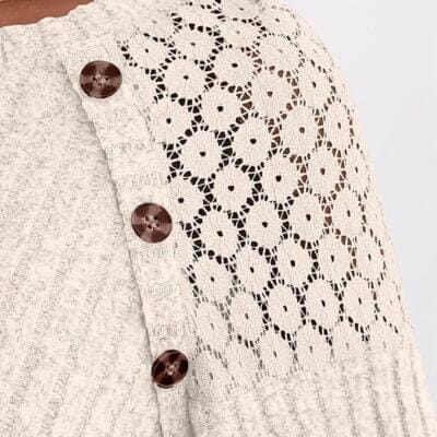 Damen Spitze Patchwork Langarmshirt