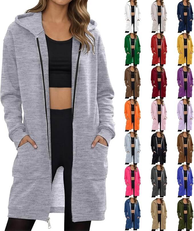 Damen-Sweatjacke mit Kapuze – 50% Rabatt