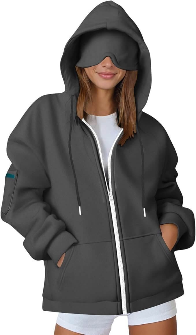 Damen Sweatjacke mit Maske – 70% Rabatt