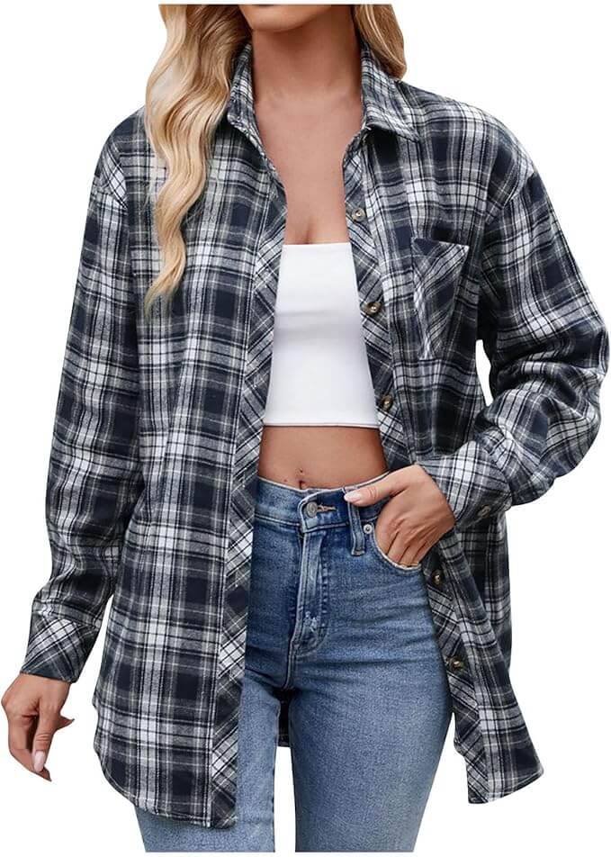 Karierte Bluse für Damen – 65% Rabatt