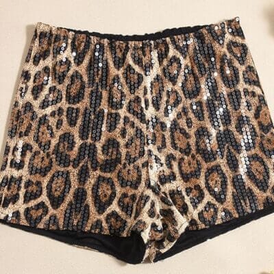 Leopard Pailletten Mini Shorts