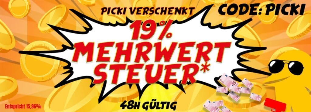 Picksport schenkt Dir die Mehrwertsteuer – Zusätzlich 19% Rabatt auf alles