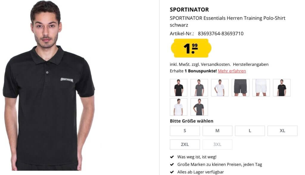 SPORTINATOR Essentials Herren Training Polo-Shirt – NUR 1,99 €