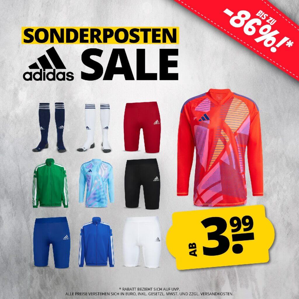 Hol dir jetzt adidas Shorts, Stutzen, Trikots & mehr ab nur 3,99 €!