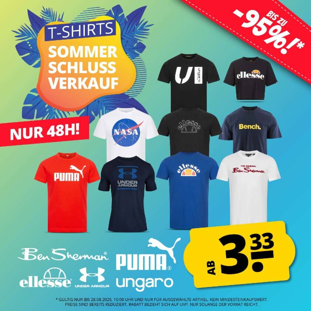 Sommerschlussverkauf TOP Marken T-Shirts ab 3,33 €