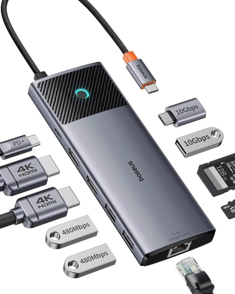 Baseus Docking Station USB C 2 Display,10Gbps 10 in 1 Docking Station – 29% Rabatt
