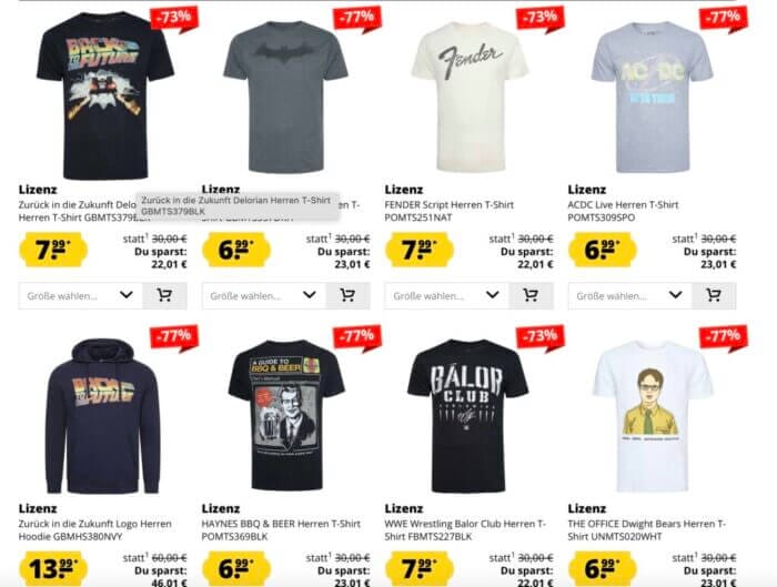 t-Shirt Sonderverkauf