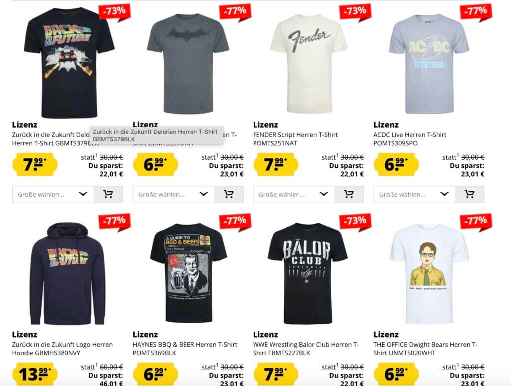 Großer T-Shirt Sale mit Batman, ET, Goodyear und vielen mehr – 77% Rabatt