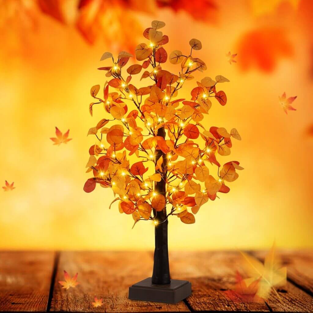 Herbst Deko Eukalyptus Blätter Baum Lichter – 25% Rabatt
