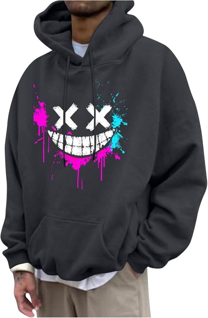 Hoodie Herren mit Smiley Print – 80% Rabatt