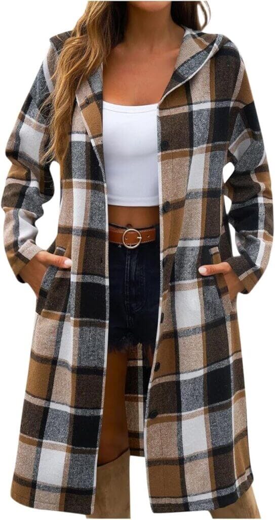 Karierter Wintermantel für Damen – 70% Rabatt
